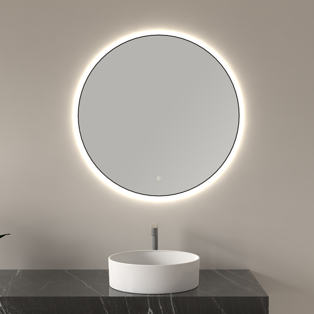 Wiesbaden Novi Spiegel Rond Zwart met Led Verlichting